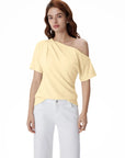 Asymmetrical Off Shoulder Short Sleeve T-Shirts-SUUKSESS-SUUKSESS
