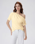 Asymmetrical Off Shoulder Short Sleeve T-Shirts-SUUKSESS-SUUKSESS