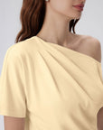 Asymmetrical Off Shoulder Short Sleeve T-Shirts-SUUKSESS-SUUKSESS