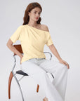 Asymmetrical Off Shoulder Short Sleeve T-Shirts-SUUKSESS-SUUKSESS