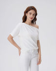 Asymmetrical Off Shoulder Short Sleeve T-Shirts-SUUKSESS-SUUKSESS