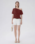 Asymmetrical Off Shoulder Short Sleeve T-Shirts-SUUKSESS-SUUKSESS