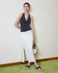 Deep V Halter Open Back Tank Tops
