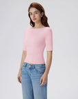 Tight Fitted Half Sleeve Boat Neck Shirt-SUUKSESS-SUUKSESS