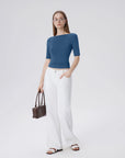 Tight Fitted Half Sleeve Boat Neck Shirt-SUUKSESS-SUUKSESS