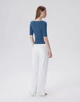 Tight Fitted Half Sleeve Boat Neck Shirt-SUUKSESS-SUUKSESS