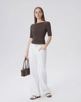 Tight Fitted Half Sleeve Boat Neck Shirt-SUUKSESS-SUUKSESS