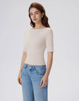 Tight Fitted Half Sleeve Boat Neck Shirt-SUUKSESS-SUUKSESS