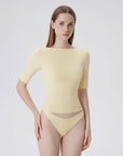 Tight Fitted Half Sleeve Boat Neck Shirt-SUUKSESS-SUUKSESS