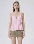 Babydoll Peplum V Neck Tank Tops-SUUKSESS-Pink-XS-SUUKSESS