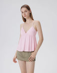 Babydoll Peplum V Neck Tank Tops-SUUKSESS-SUUKSESS