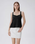 Peplum Modal Summer Flowy Babydoll Tank Tops-SUUKSESS-Black-XS-SUUKSESS