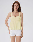 Peplum Modal Summer Flowy Babydoll Tank Tops-SUUKSESS-Yellow-XS-SUUKSESS