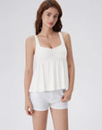 Peplum Modal Summer Flowy Babydoll Tank Tops-SUUKSESS-White-XS-SUUKSESS