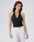 Double Lined V Neck Halter Backless Tank Tops-SUUKSESS-SUUKSESS