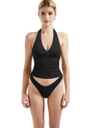 Double Lined V Neck Halter Backless Tank Tops-SUUKSESS-SUUKSESS
