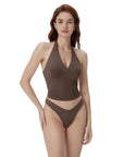 Double Lined V Neck Halter Backless Tank Tops-SUUKSESS-SUUKSESS