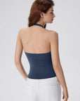 Double Lined V Neck Halter Backless Tank Tops-SUUKSESS-SUUKSESS