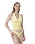Double Lined V Neck Halter Backless Tank Tops-SUUKSESS-SUUKSESS
