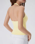 Double Lined V Neck Halter Backless Tank Tops-SUUKSESS-SUUKSESS