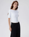 Tight Fitted Half Sleeve Boat Neck Shirt-SUUKSESS-SUUKSESS