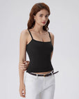Double Line Built in Bras Square Neck Tank Tops-SUUKSESS-SUUKSESS