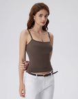 Double Line Built in Bras Square Neck Tank Tops-SUUKSESS-SUUKSESS