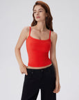 Double Line Built in Bras Square Neck Tank Tops-SUUKSESS-SUUKSESS