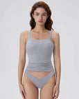 Cotton Rib Square Padded Tank Tops