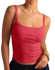 Cotton Rib Square Padded Tank Tops