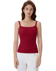 Cotton Rib Square Padded Tank Tops