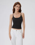 Padded Scoop Neck Double Line Camisole Tank Tops-SUUKSESS-SUUKSESS