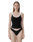 Cotton Ribbed Padded V Neck Tank Top-SUUKSESS-SUUKSESS