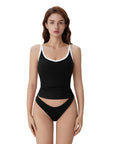 Cotton Ribbed Padded V Neck Tank Top-SUUKSESS-SUUKSESS