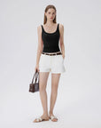 Cotton Ribbed Padded V Neck Tank Top-SUUKSESS-SUUKSESS