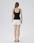 Cotton Ribbed Padded V Neck Tank Top-SUUKSESS-SUUKSESS