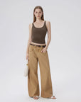 Cotton Ribbed Padded V Neck Tank Top-SUUKSESS-SUUKSESS