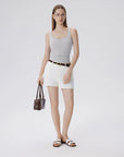 Cotton Ribbed Padded V Neck Tank Top-SUUKSESS-SUUKSESS