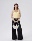 Cotton Ribbed Padded V Neck Tank Top-SUUKSESS-SUUKSESS