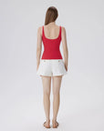 Cotton Ribbed Padded V Neck Tank Top-SUUKSESS-SUUKSESS