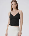 Lace Lined V Neck Y2k Tank Top-SUUKSESS-SUUKSESS
