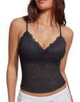 Lace Lined V Neck Y2k Tank Top-SUUKSESS-SUUKSESS