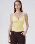 Lace Lined V Neck Y2k Tank Top-SUUKSESS-Yellow-XS-SUUKSESS