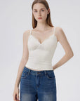 Lace Lined V Neck Y2k Tank Top-SUUKSESS-White-XS-SUUKSESS