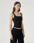 Square Neck Double Lined Backless Tank Top-SUUKSESS-SUUKSESS