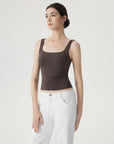 Square Neck Double Lined Backless Tank Top-SUUKSESS-SUUKSESS
