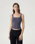 Square Neck Double Lined Backless Tank Top-SUUKSESS-SUUKSESS