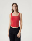 Square Neck Double Lined Backless Tank Top-SUUKSESS-SUUKSESS