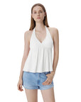 Babydoll Halter Peplum Backless Tank Tops-SUUKSESS-SUUKSESS