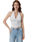 Double Lined V Neck Halter Backless Tank Tops-SUUKSESS-SUUKSESS